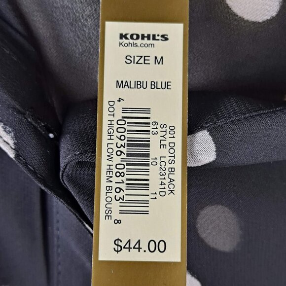 Lauren Conrad Size Medium Black with White Polka Dots Button Down Tunic Sheer - Picture 14 of 16